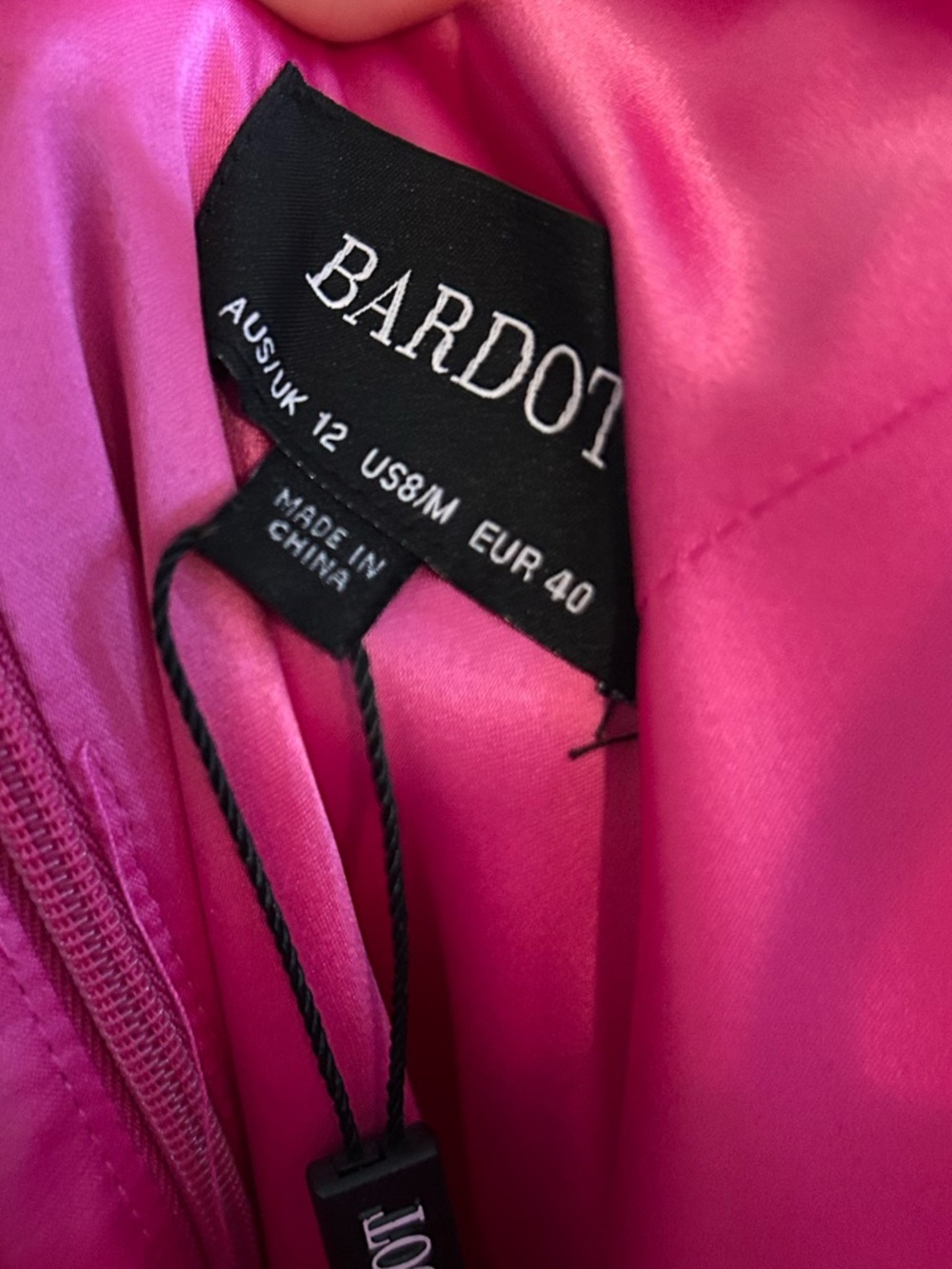 Bardot Hot Pink Ruffle-Trim Midi Dress Size 8 M - Picture 3 of 9